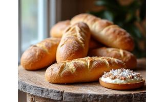 Artisanal loaves of bread and delicate pastries on display
