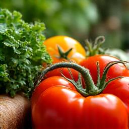 A close-up of vibrant, freshly harvested organic vegetables from Greenacre Garden.